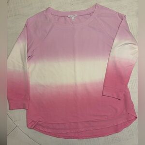 Talbots Pink and White and Ombre Long Sleeve Top. 1x. EUC